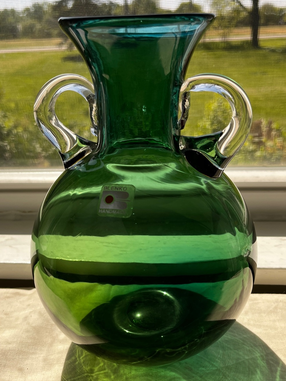 Blenko 9623 Handmade Green Glass Vase